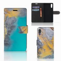 Sony Xperia XZ | Sony Xperia XZs Bookcase Marble Blue Gold