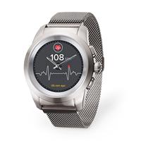 MyKronoz ZeTime Petite Elite Hybrid-smartwatch met mechanische wijzers en gekleurd touchscreen, zilver/Milanese