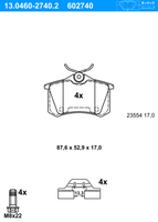 Remblokkenset, schijfrem ATE, u.a. fÃ¼r Renault, CitroÃ«n, Peugeot, DS