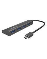 Icy Box IB-AC6405-C 4-voudige USB-hub met USB Type-C kabel & 4x USB 3.0 (Type-A) poorten, geïntegreerde kabel, aluminium, antraciet