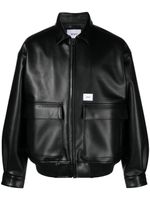 WTAPS veste bomber en cuir artificiel à appliqués - Noir