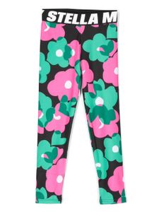 Stella McCartney Kids legging fleuri à taille logo - Vert