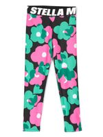 Stella McCartney Kids legging fleuri à taille logo - Vert - thumbnail