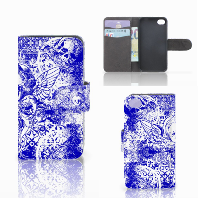 Telefoonhoesje met Naam Apple iPhone 4 | 4S Angel Skull Blauw Telefoonhoesje met Naam Apple iPhone 4 | 4S Angel Skull Blauw