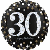 Amscan folieballon 30 Sparkling Birthday 71 cm zwart