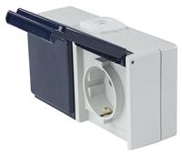 as - Schwabe Aufputz Steckdose 2-fach mit 2 Leitungseinführungen für Feucht-Raum und Außen-Bereich IP54 Made in Germany I 62463 grau