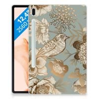 Siliconen Hoesje voor Samsung Galaxy Tab S7FE Vintage Bird Flowers