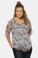 Ulla Popken Tuniek, regular, dubbellaags, transparant chiffon, 3/4 mouwen - Grote Maten