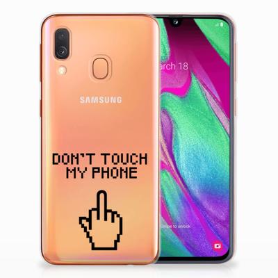 Samsung Galaxy A40 Silicone-hoesje Finger Don't Touch My Phone