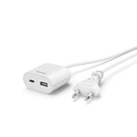 Hama USB-oplader met 1,9 m lange kabel, 3,5 A, 1 x USB-C, wit