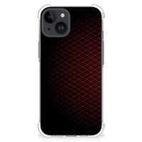 iPhone 15 Plus Doorzichtige Silicone Hoesje Geruit Rood - thumbnail