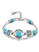 Vintage Legering Vlinder Turkoois Armband