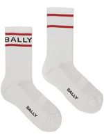 Bally chaussettes nervurées à logo intarsia - Blanc