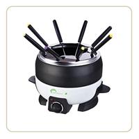 LITTLE BALANCE 8260 Happy Fondue 8 fondue-apparaat voor 8 personen, antiaanbaklaag, grote inhoud 2 liter, vermogen 800 W, zwart en wit