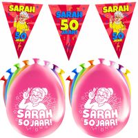 Paperdreams Sarah/50 jaar feest set - Ballonnen & vlaggenlijnen - 17x stuks - thumbnail