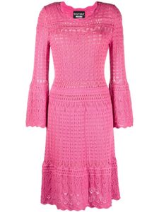 Boutique Moschino robe en maille ajourée à manches longues - Rose