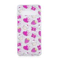 Shop4 - Samsung Galaxy S10 Hoesje - Zachte Back Case Vlinders en Aardbeien Roze
