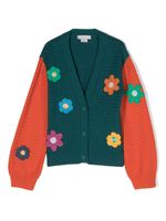 Stella McCartney Kids cardigan en crochet à fleurs brodées - Vert