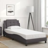 vidaXL Bedframe met hoofdbord kunstleer grijs 100x200 cm, bed, bed ombouw, eenpersoonsbed, bedbodem, slaapkamermeubel, logeerbed, houten bed