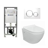 Go toiletset compact Rimless inclusief UP320 toiletreservoir met softclose en quickrelease toiletzitting met sigma20 bedieningsplaat wit 0701131/sw53743/sw242519/ - thumbnail