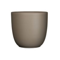 Bloempot mat taupe bruin keramiek voor kamerplant H11 x D12 cm