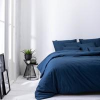 Presence Dekbedovertrek Plain Percale - Navy 1-persoons (140 x 200/220 cm + 1 kussensloop) Dekbedovertrek