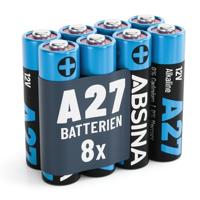 ABSINA 8 x 27 A 12 V batterij voor garagedeuropener en nog veel meer - batterij 27 A 12 V alkaline mini lekvrij en met lange houdbaarheid