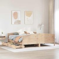 vidaXL Bedframe met hoofdbord massief grenenhout 200x200 cm, bed, bed ombouw, twijfelaar bed, bedbodem, slaapkamermeubel, 2 persoonsbed