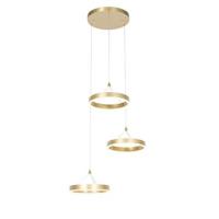 QAZQA Hanglamp messing rond incl. LED 3-staps dimbaar 3-lichts - - thumbnail