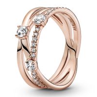 Pandora Timeless 189400C01 Ring Rose Triple Band Pavé zilver-rosekleurig-zirconia Maat 60