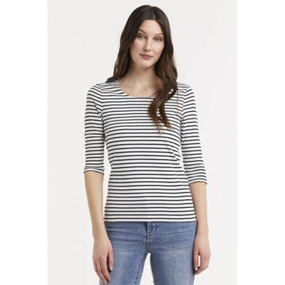 Street One gestreepte basic top wit/zwart