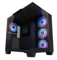 LC Power 809-B-ON Dark Storm_X Midi-tower Gaming-behuizing Zwart Zijvenster, 4 voorgeïnstalleerde LED-ventilators