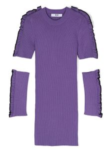 MSGM Kids robe en maille nervurée à volants - Violet