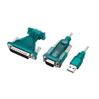 LogiLink UA0042B - USB 2.0 (type-A) naar serieel (RS232) adapterkabel incl. adapter (DB9 naar DB25) voor Win 11, lengte 1,3 m
