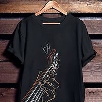 grafische prints muziek gitaar zwart wit geel t-shirt t-shirt grafisch t-shirt 100% katoen grafisch t-shirt voor heren basic modern eigentijds overhemd korte mouwen comfortabel t-shirt straat Lightinthebox