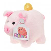 Toi Toys pluchen spaarvarken roze 19 cm
