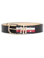 Tommy Hilfiger ceinture en cuir à plaque logo - Noir