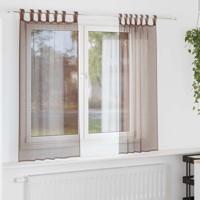 Gordijnen voile met roedezakken 2 st bruin