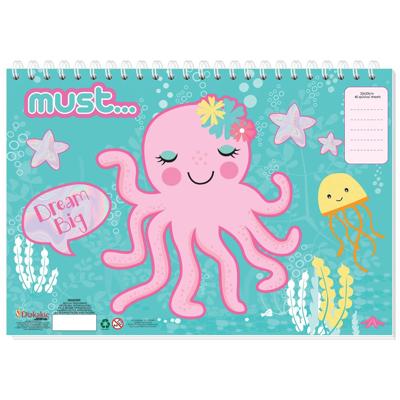 Must Sticker- En Kleurboek Inktvis 33 Cm Papier Roze 40 Pagina's