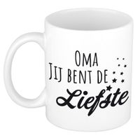 Oma jij bent de liefste cadeau mok / beker wit - cadeau verjaardag