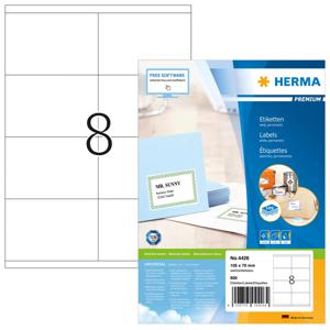 Herma 4426 Universele etiketten 105 x 70 mm Papier Wit 800 stuk(s) Permanent hechtend Inkjet, Laser (zwart/wit), Laser (kleur), Kopiëren (zwart/wit), Kopiëren