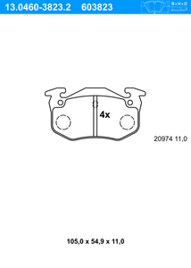 Remblokkenset, schijfrem ATE, u.a. für Citroën, Peugeot