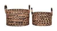 MUST Living Mand Basket Waterhyacint, Set van 2 stuks - Zwart, Naturel