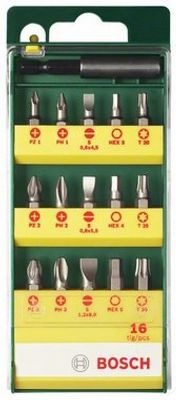 Bosch Accessories Promoline 2607019453 Bitset 15-delig Plat, Kruiskop Phillips, Kruiskop Pozidriv, Binnen-zesrond (TX), Inbus