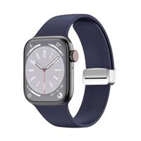 By Qubix - Siliconen bandje - Folding Buckle - Donkerblauw - Compatible met Apple Watch 44mm / 45mm / 46mm / 49mm - Compatible Apple watch bandjes