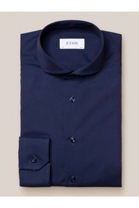 ETON Contemporary Fit Overhemd Marine, Effen