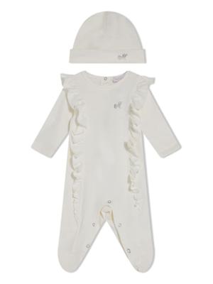 Monnalisa Katoenen babypakje met geborduurd logo - Beige