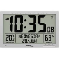 Techno Line WS 8013 Wandklok Zendergestuurd 369 mm x 229 mm x 24 mm Zilver Groot display