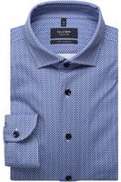 OLYMP SIGNATURE Soft Business Tailored Fit Jersey shirt blauw/wit, Motief - thumbnail