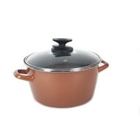 Rvs rose kookpan/pan met glazen deksel 20 cm 7 liter   - - thumbnail